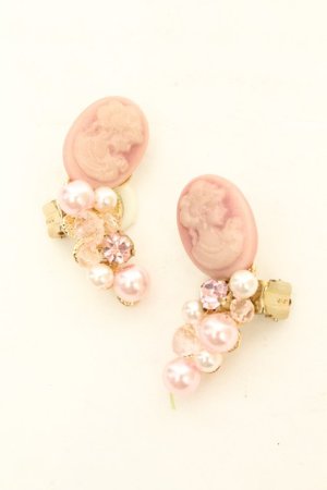 画像: 薫乃園 / カメオイヤリング  ピンク O-26-02-26-1056-GO-AC-OW-OS