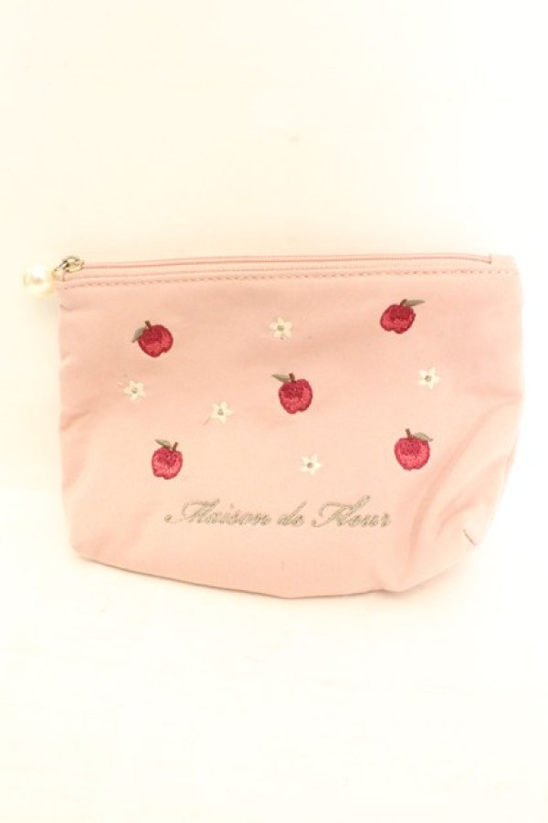 画像1: Maison de FLEUR / リンゴポーチ  ピンク O-26-02-26-1069-LO-ZA-OW-OS (1)