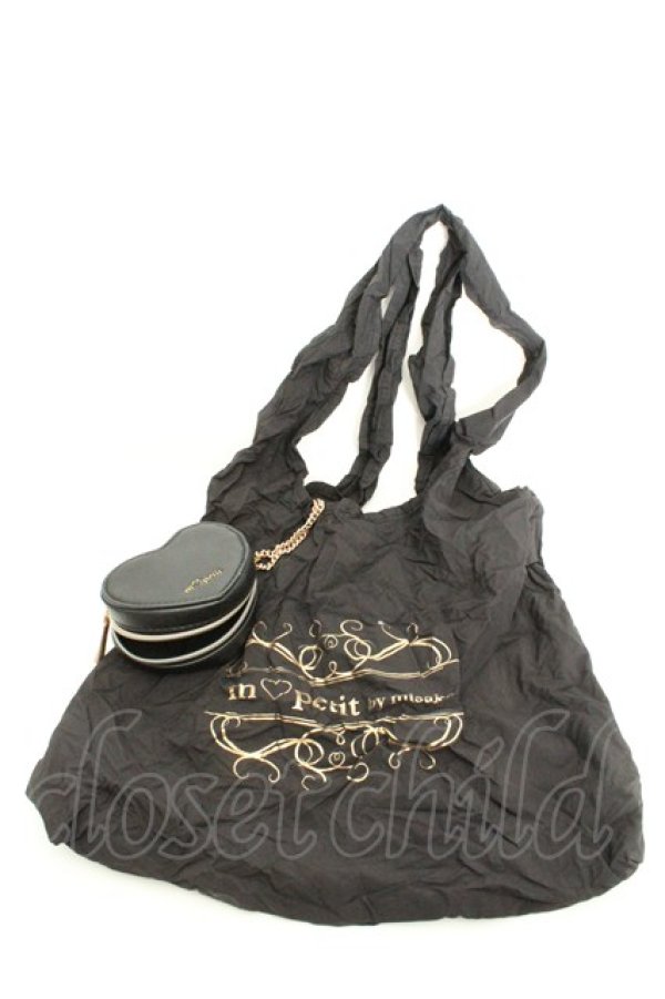 画像1: m petit by misako / ハートエコバッグ  クロ O-26-02-26-1074-LO-BG-OW-OS (1)