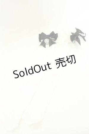 画像: DearMyLove / ハートパールビジューリボンレースハイソックス  シロ O-26-02-26-1025-EL-ZA-OW-ZT0308C