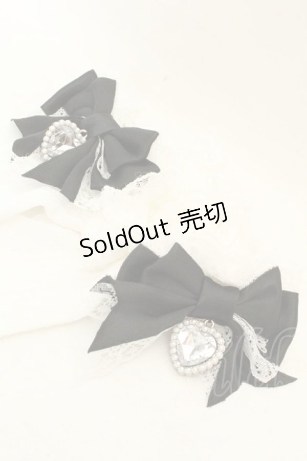 画像2: DearMyLove / ハートパールビジューリボンレースハイソックス  シロ O-26-02-26-1025-EL-ZA-OW-ZT0308C (2)