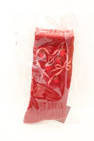 画像: PINK HOUSE / 苺リースモチーフソックス  アカ O-26-02-26-1026-LO-ZA-OW-OS