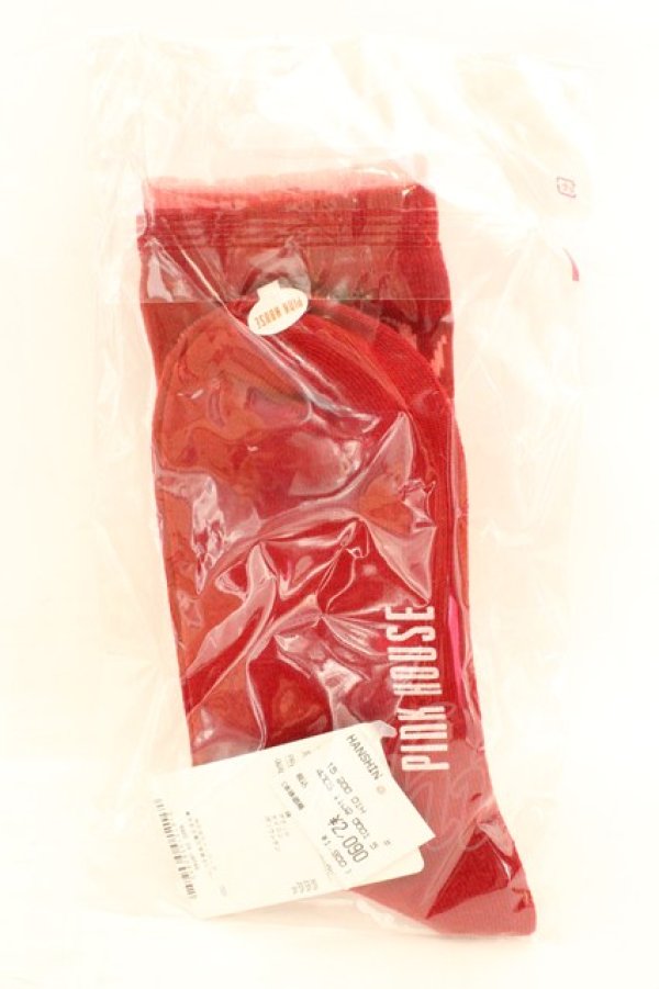 画像2: PINK HOUSE / 苺リースモチーフソックス  アカ O-26-02-26-1026-LO-ZA-OW-OS (2)