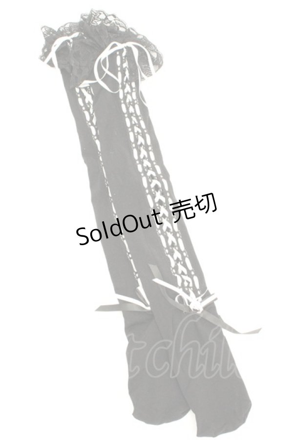 画像1: HANGRY&ANGRY / H&A ANGRY＆KOUMOTITA KNEE HIGH LACE UP SOCKS　ソックス  ブラック×ホワイト O-26-02-26-1037-HN-ZA-OW-OS (1)