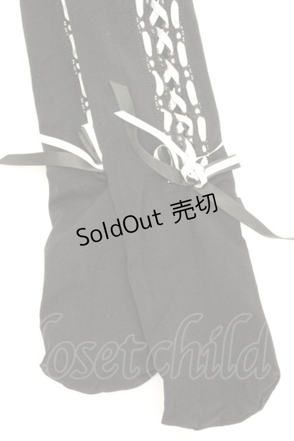 画像3: HANGRY&ANGRY / H&A ANGRY＆KOUMOTITA KNEE HIGH LACE UP SOCKS　ソックス  ブラック×ホワイト O-26-02-26-1037-HN-ZA-OW-OS (3)