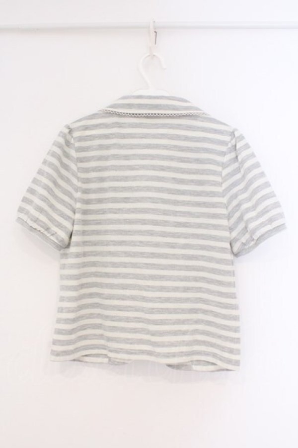 画像2: axes femme / ボーダージャケット風ボレロ M グレー O-26-02-26-001-AX-TO-IG-OS (2)