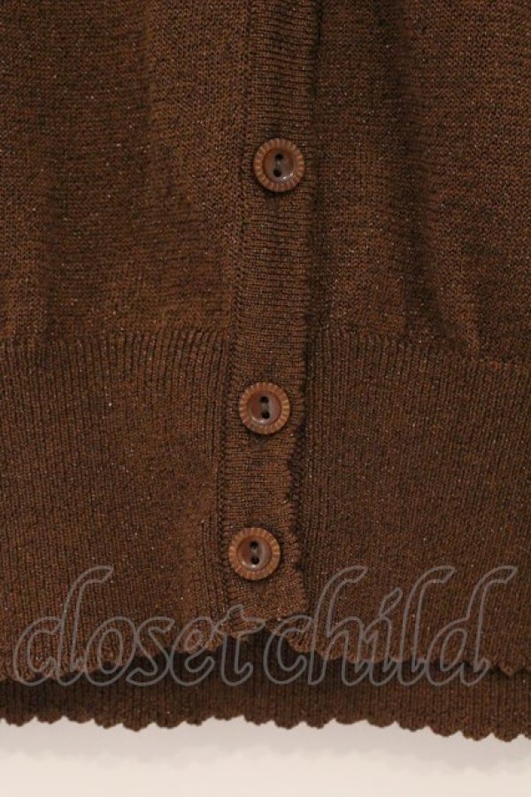 画像3: Emily Temple cute / ハートロゴ刺繍ラメニットカーディガン  ブラウン O-26-02-26-067-ET-TO-IG-OS (3)