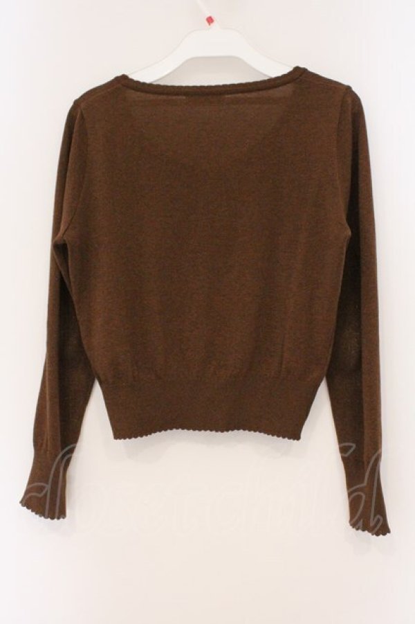 画像4: Emily Temple cute / ハートロゴ刺繍ラメニットカーディガン  ブラウン O-26-02-26-067-ET-TO-IG-OS (4)