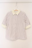 画像1: Fi.n.t / タイ付きマルチストライプクレリック5分袖シャツ  ピンク×アイボリー O-26-02-26-071-CA-BL-IG-OS (1)