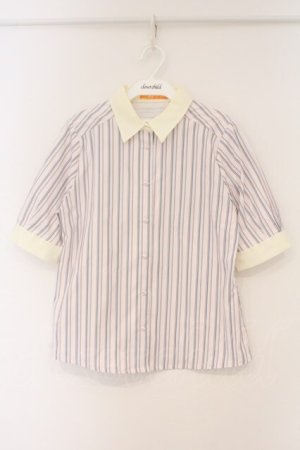画像: Fi.n.t / タイ付きマルチストライプクレリック5分袖シャツ  ピンク×アイボリー O-26-02-26-071-CA-BL-IG-OS