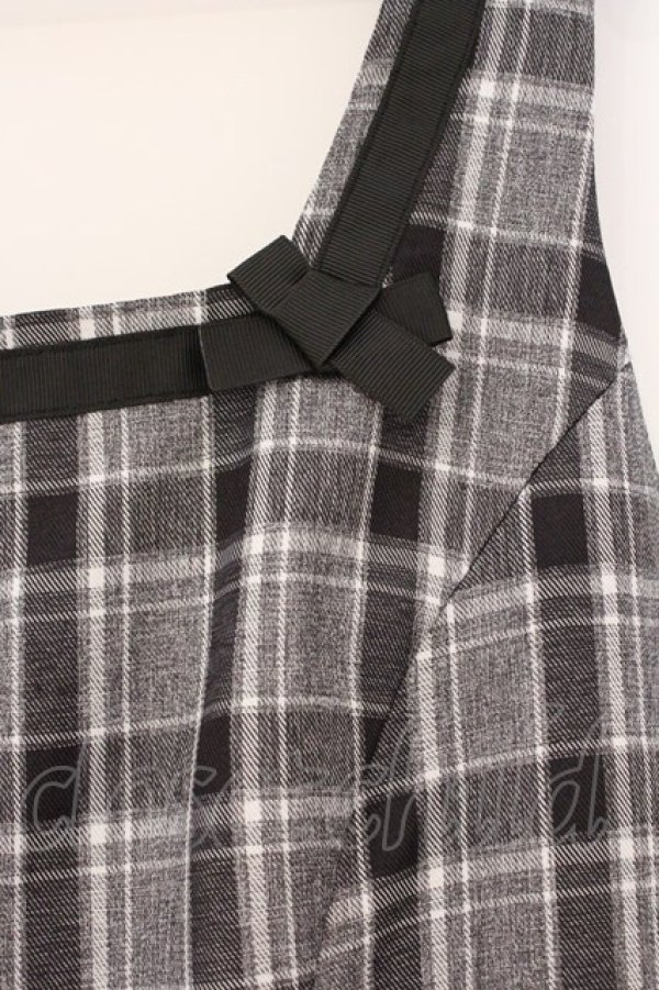 画像2: m petit by misako / リボンチェックジャンパースカート S グレー×クロ O-26-02-26-072-LO-OP-IG-OS (2)