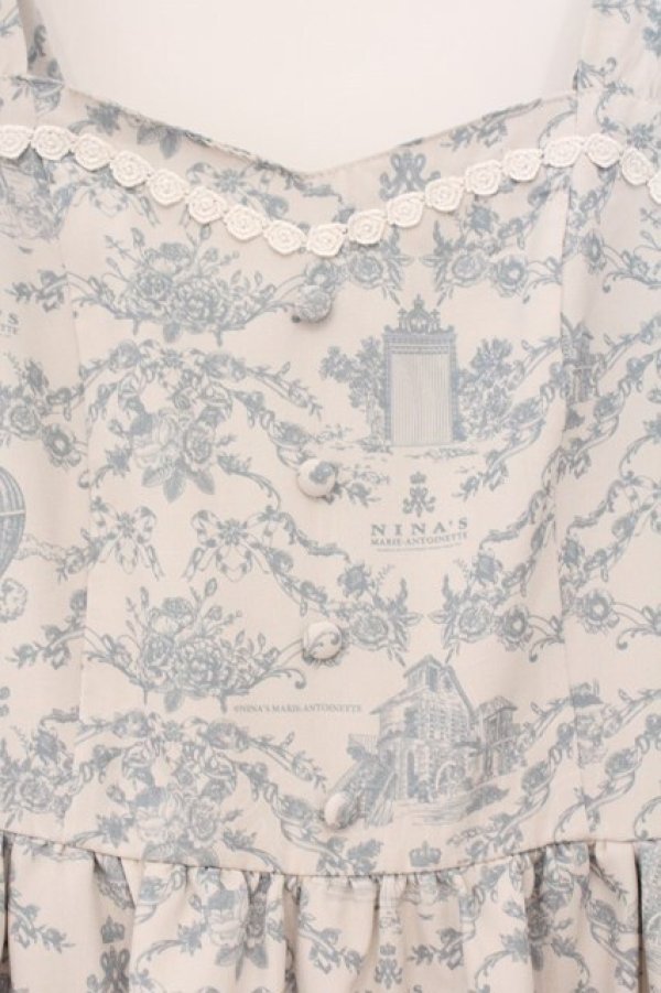 画像2: m petit by misako / MSKトワルドジュイジャンパースカート S アイボリー×ブルー系 O-26-02-26-074-LO-SK-IG-OS (2)