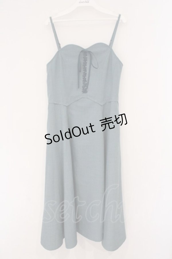 画像1: an another angelus / フロントレースアップコルセットキャミワンピース  ブルーグリーン O-26-02-26-075-CA-OP-IG-OS (1)