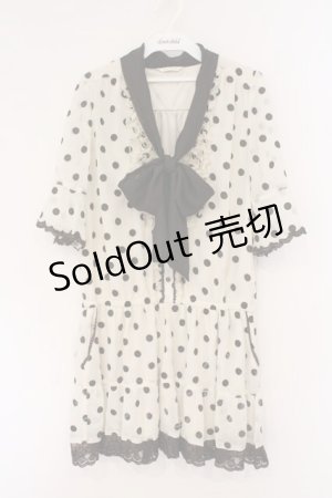 画像: axes femme / ドットフロッキーボウタイワンピース M アイボリー×ブラウン O-26-02-26-079-AX-OP-IG-OS