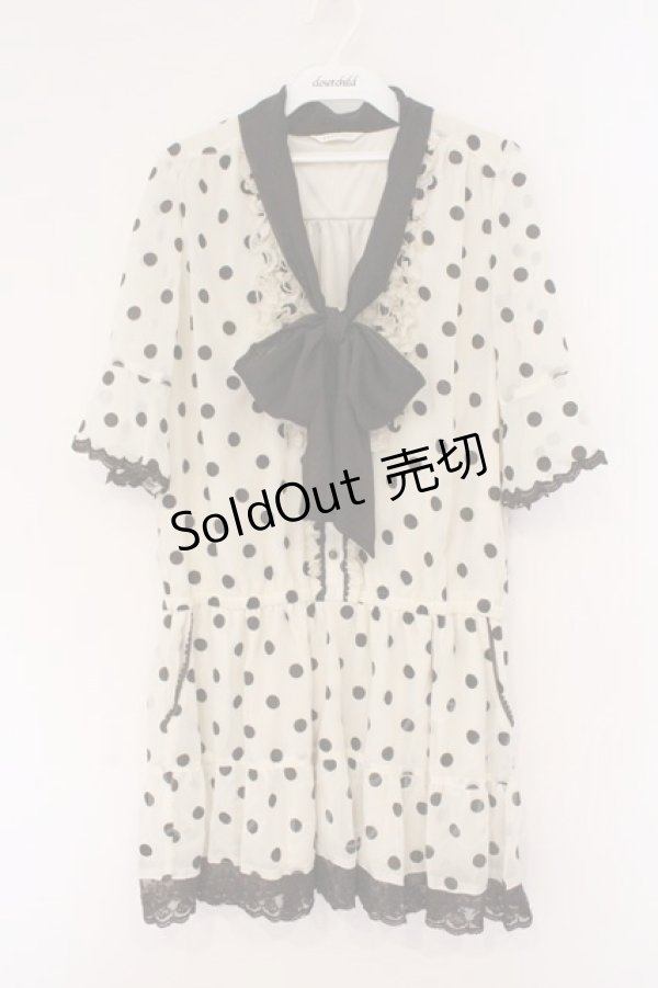 画像1: axes femme / ドットフロッキーボウタイワンピース M アイボリー×ブラウン O-26-02-26-079-AX-OP-IG-OS (1)