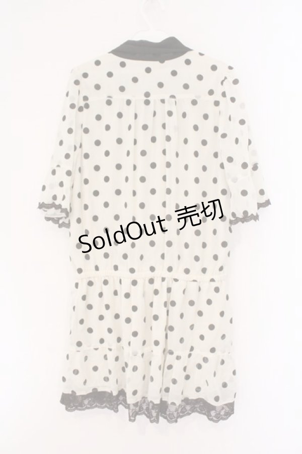 画像2: axes femme / ドットフロッキーボウタイワンピース M アイボリー×ブラウン O-26-02-26-079-AX-OP-IG-OS (2)