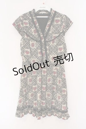 画像: axes femme / パネル柄ワンピース  クロ×ベージュ O-26-02-26-083-AX-OP-IG-OS