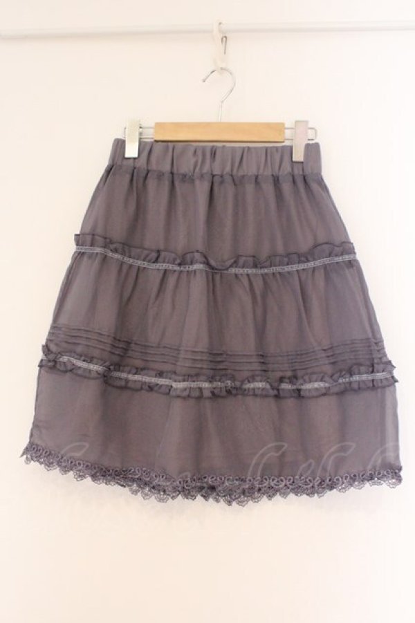 画像1: axes femme / ベロアテープシフォンスカート M ラベンダーグレー O-26-02-26-086-AX-SK-IG-OS (1)