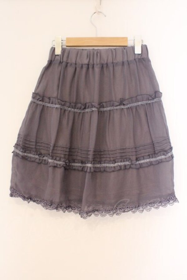 画像2: axes femme / ベロアテープシフォンスカート M ラベンダーグレー O-26-02-26-086-AX-SK-IG-OS (2)