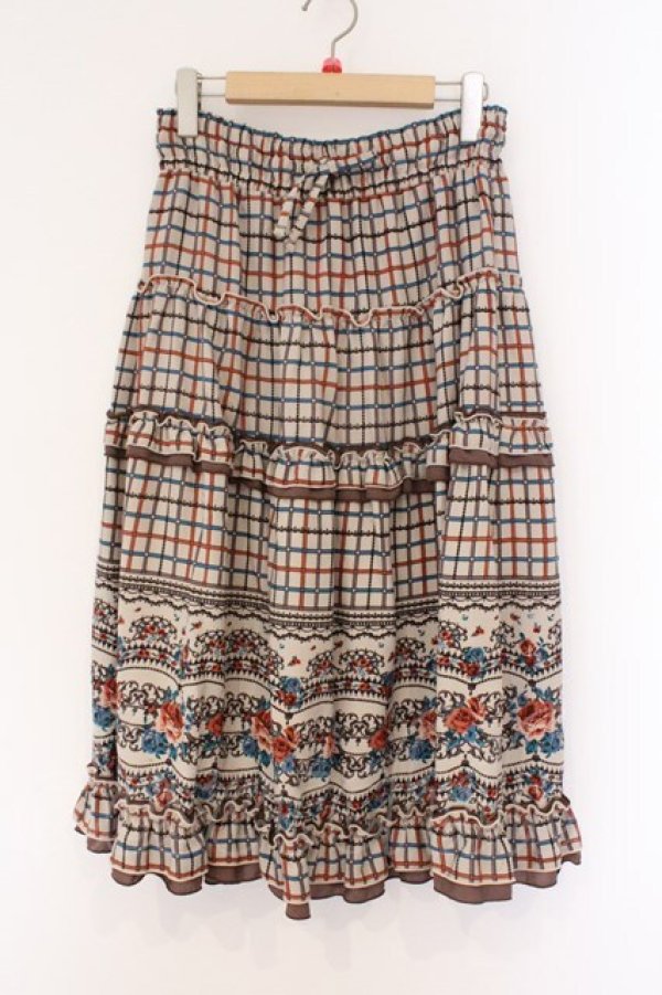 画像1: axes femme / パネル柄ロングスカート M ブラウン O-26-02-26-088-AX-SK-IG-OS (1)