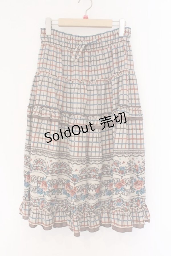 画像1: axes femme / パネル柄ロングスカート M ブラウン O-26-02-26-088-AX-SK-IG-OS (1)