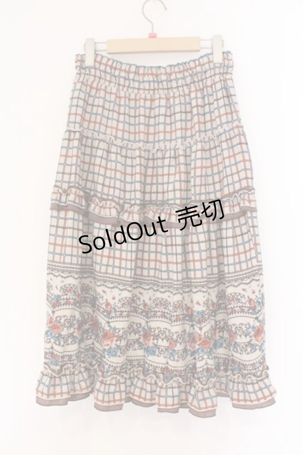 画像2: axes femme / パネル柄ロングスカート M ブラウン O-26-02-26-088-AX-SK-IG-OS (2)