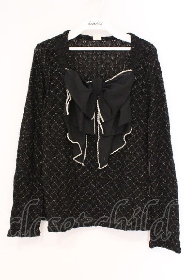 画像1: axes femme / 格子ラメビッグリボンニットソー M クロ O-26-02-26-014-AX-TO-IG-OS (1)