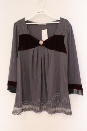 画像: axes femme / ベロアリボンカットソー M グレー O-26-02-26-095-AX-TO-IG-OS