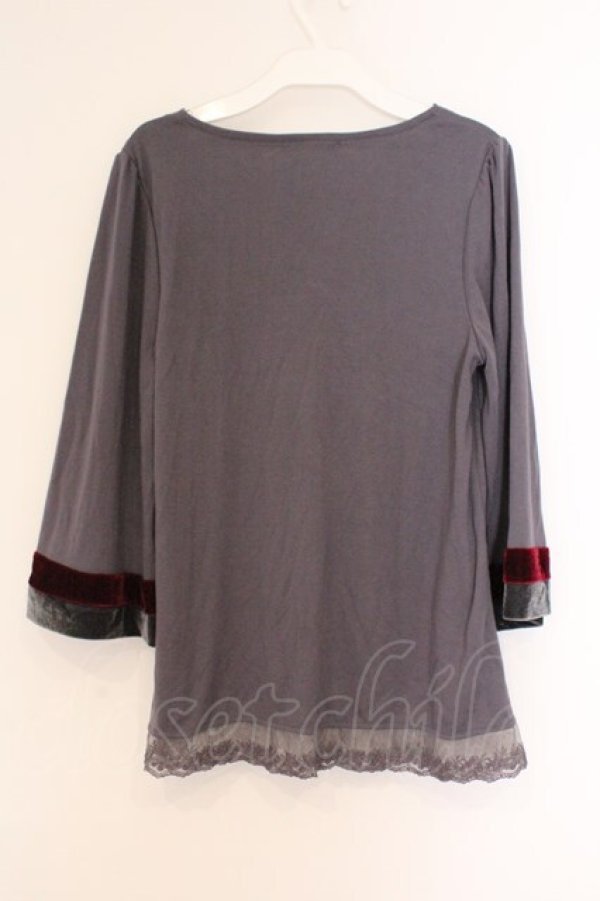 画像2: axes femme / ベロアリボンカットソー M グレー O-26-02-26-095-AX-TO-IG-OS (2)