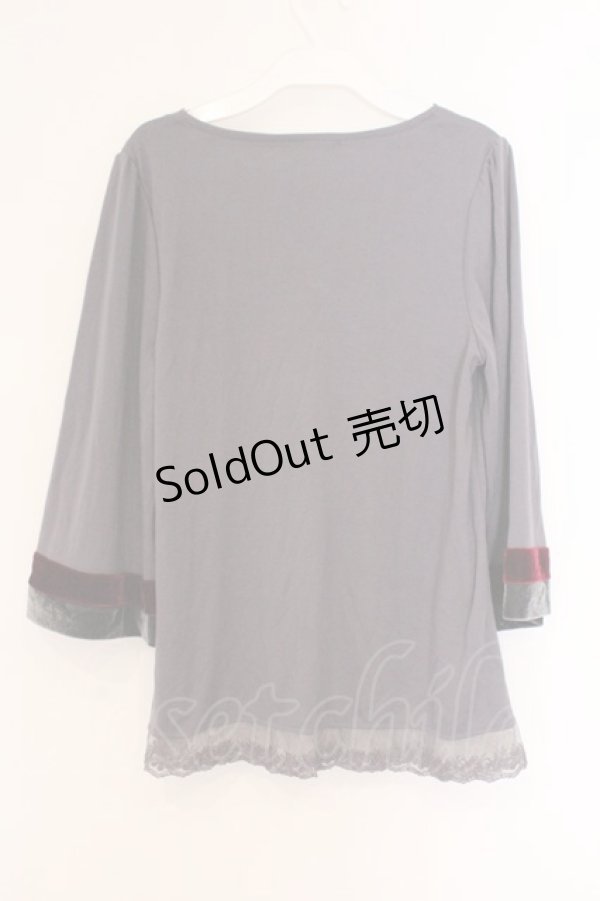 画像2: axes femme / ベロアリボンカットソー M グレー O-26-02-26-095-AX-TO-IG-OS (2)