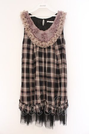 画像: axes femme / チェック襟チュニック M クロ×ベージュ系 O-26-02-26-097-AX-OP-IG-OS