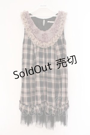 画像: axes femme / チェック襟チュニック M クロ×ベージュ系 O-26-02-26-097-AX-OP-IG-OS