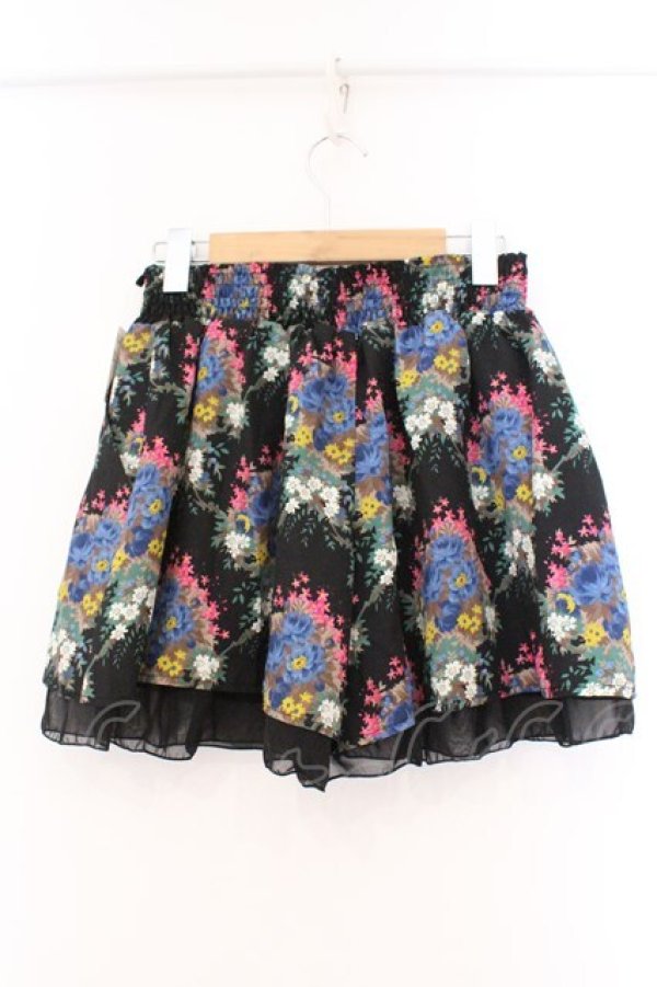 画像2: axes femme / ブーケ柄スカパン M クロ O-26-02-26-100-AX-PA-IG-OS (2)