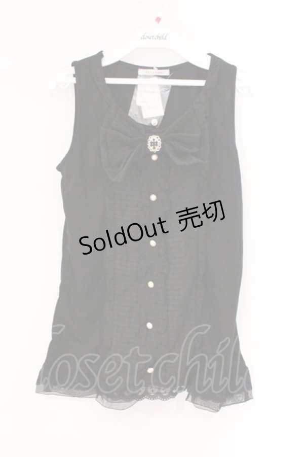 画像1: axes femme / シャドーボーダーリボンタンクトップ M クロ O-26-02-26-015-AX-TO-IG-OS (1)