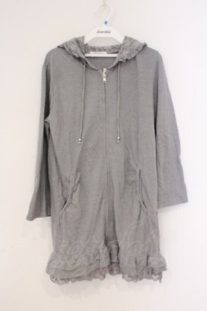 画像: axes femme / レース配色ロングパーカー M モクグレー O-26-02-26-019-AX-OP-IG-OS