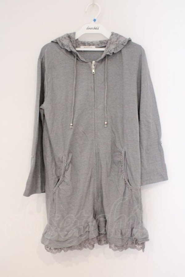 画像1: axes femme / レース配色ロングパーカー M モクグレー O-26-02-26-019-AX-OP-IG-OS (1)