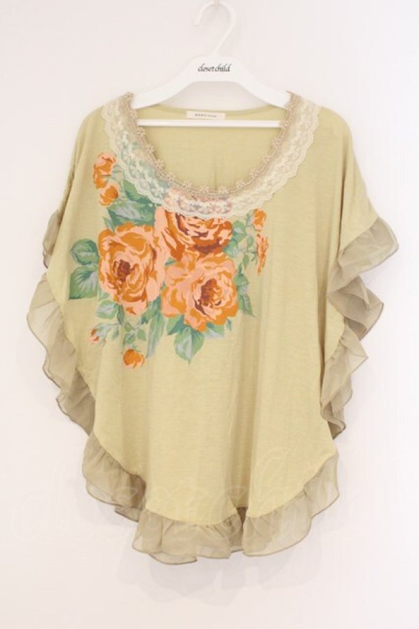 画像1: axes femme / フラワープリントポンチョ風カットソー M イエロー O-26-02-26-021-AX-TO-IG-OS (1)