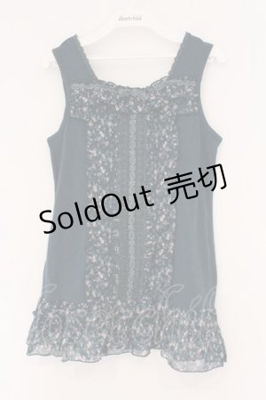 画像: axes femme / 小花柄フリルタンクトップ M Dグリーン O-26-02-26-028-AX-TO-IG-OS