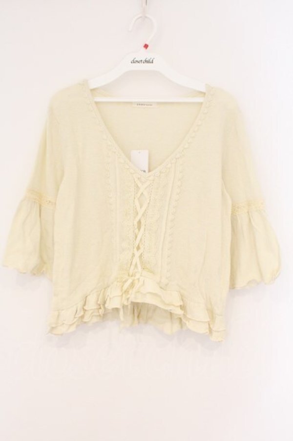 画像1: axes femme / レースアップデザインサマーニット M アイボリー O-26-02-26-029-AX-TO-IG-OS (1)