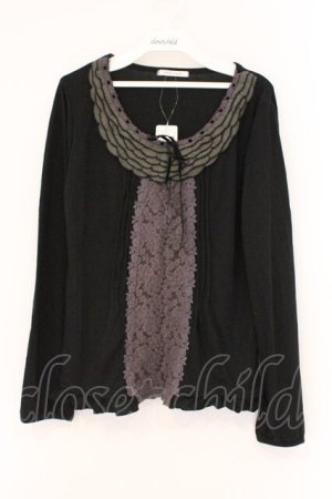 画像: axes femme / 毛糸モチーフ付カットソープルオーバー JM クロ O-26-02-26-030-AX-TO-IG-OS