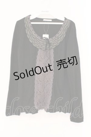 画像: axes femme / 毛糸モチーフ付カットソープルオーバー JM クロ O-26-02-26-030-AX-TO-IG-OS