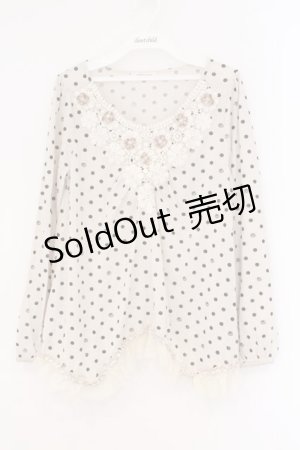 画像: axes femme / フラワーモチーフイレヘムカットソー M アイボリ O-26-02-26-004-AX-TO-IG-OS