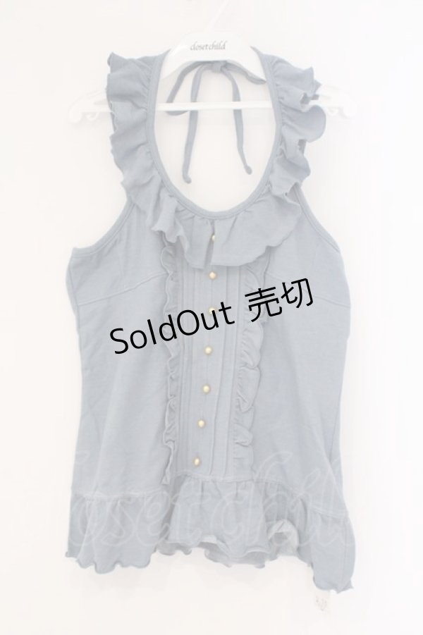 画像1: axes femme / フリルホルターキャミソール M ブルー O-26-02-26-035-AX-TO-IG-OS (1)