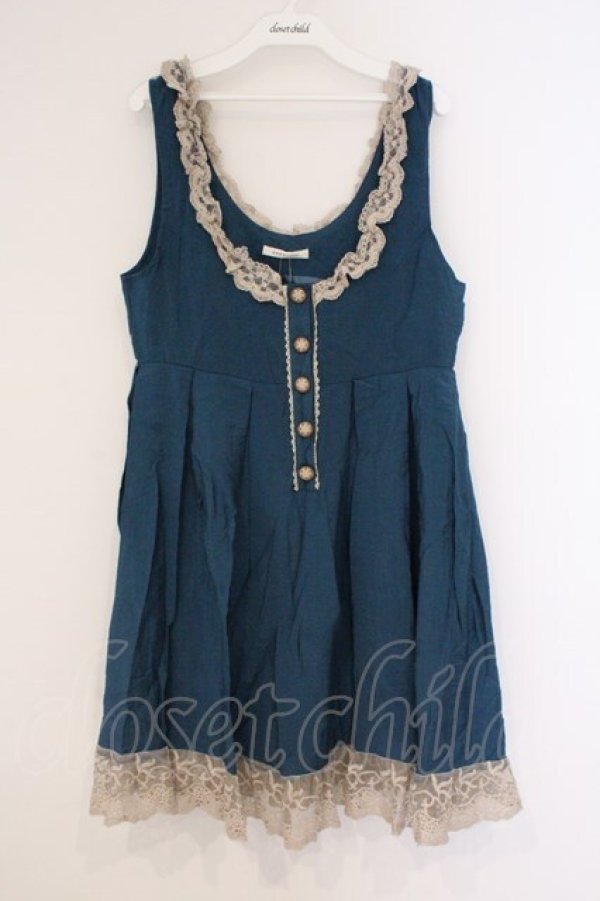 画像1: axes femme / タックフレアワンピース M ブルー O-26-02-26-036-AX-OP-IG-OS (1)