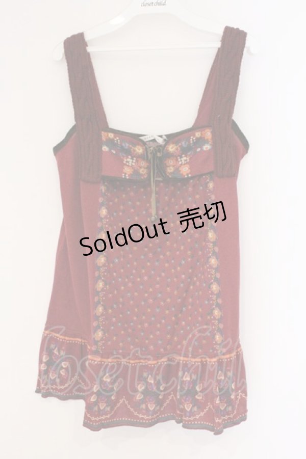 画像1: axes femme / お花柄アウターキャミソール  ワイン O-26-02-26-038-AX-TO-IG-OS (1)