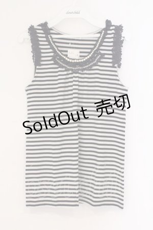 画像: axes femme / ビーズ付きタンクトップ  シロ×ネイビー O-26-02-26-039-AX-TO-IG-OS