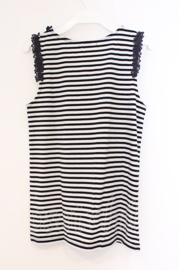 画像2: axes femme / ビーズ付きタンクトップ  シロ×ネイビー O-26-02-26-039-AX-TO-IG-OS (2)