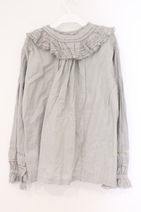 画像4: WONDERFUL WORLD / レースフリルカラータックブラウス  グレー O-26-02-26-041-LO-BL-IG-OS (4)