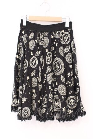 画像: axes femme / モチーフプリントフレアミニスカート M クロ O-26-02-27-001-AX-SK-IG-OS