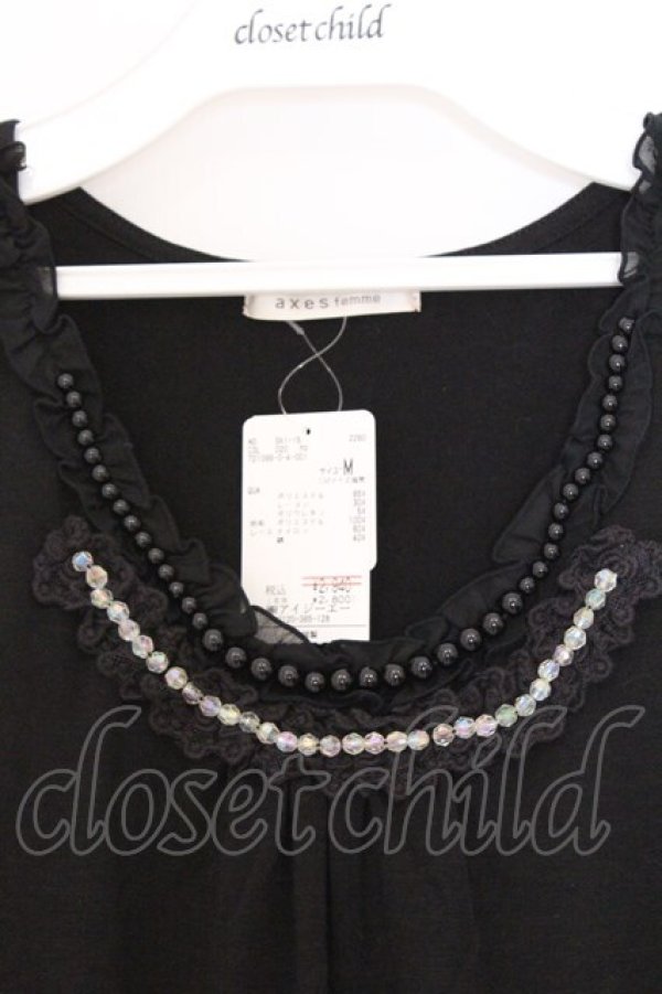 画像2: axes femme / ビーズ付きタンクトップ M クロ O-26-02-27-041-AX-TO-IG-OS (2)